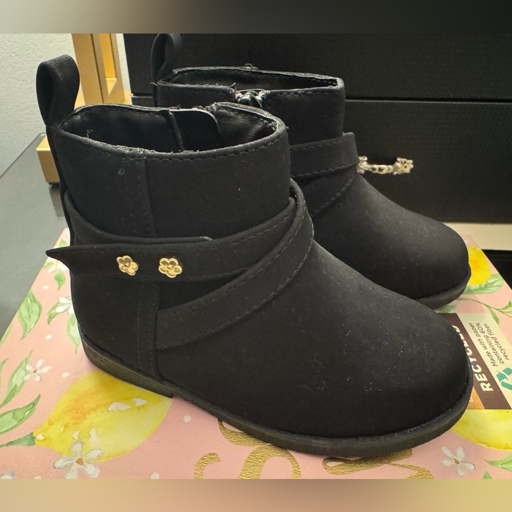 Black Ankle Boots with Buckle Detail
